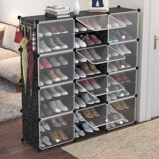 Porte-chaussures à plusieurs niveaux, armoire à chaussures Cube amovible anti-poussière, meuble de maison sur pied peu encombrant, organisateur de chaussures