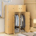 Armoire Penderie 3 Battants en plastique - beige - 134 x 43 x 170 cm