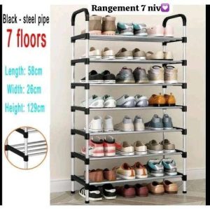 Étagère de Rangement de Chaussures et Décoration de 7 niveaux