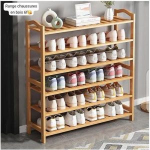 Étagères de Rangement de Chaussures et Décoration - 6 Étagess en Bois