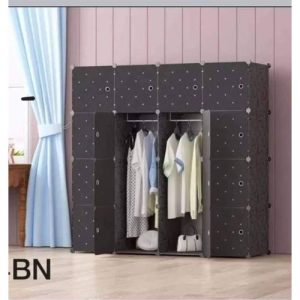 Armoire Penderie en Cube démontable 4 battants - Noir