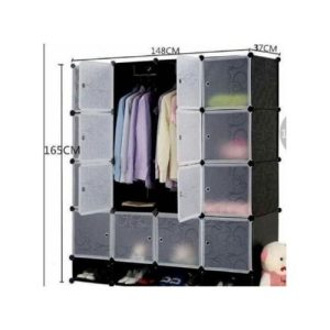 Armoire Penderie 4 battant - Cube démontable + range chaussures