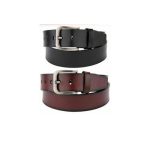 Pack de 2 Ceintures - simili- Cuir - Noir et Marron