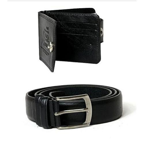 Pack Portefeuille Noir simili cuir + Ceinture Noire simili cuir