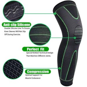 Genouillère longue élastique avec Compression, 1 pièce, de protection pour le sport