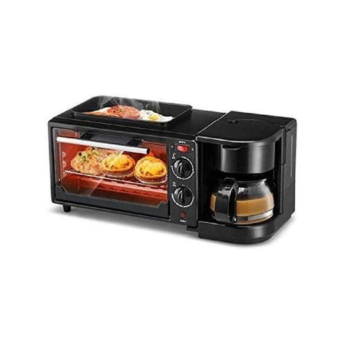 Mini four Petit-Déjeuner Electrique 3 EN 1: Machine à café, Omelette, Poêle, Grille-pain - 12 Litres – Image 3