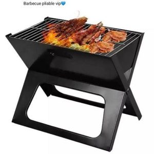 Barbecue à charbon de bois en métal pliable