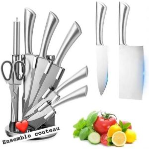 Bloc de couteaux de cuisine 8 pièces en acier inoxydable
